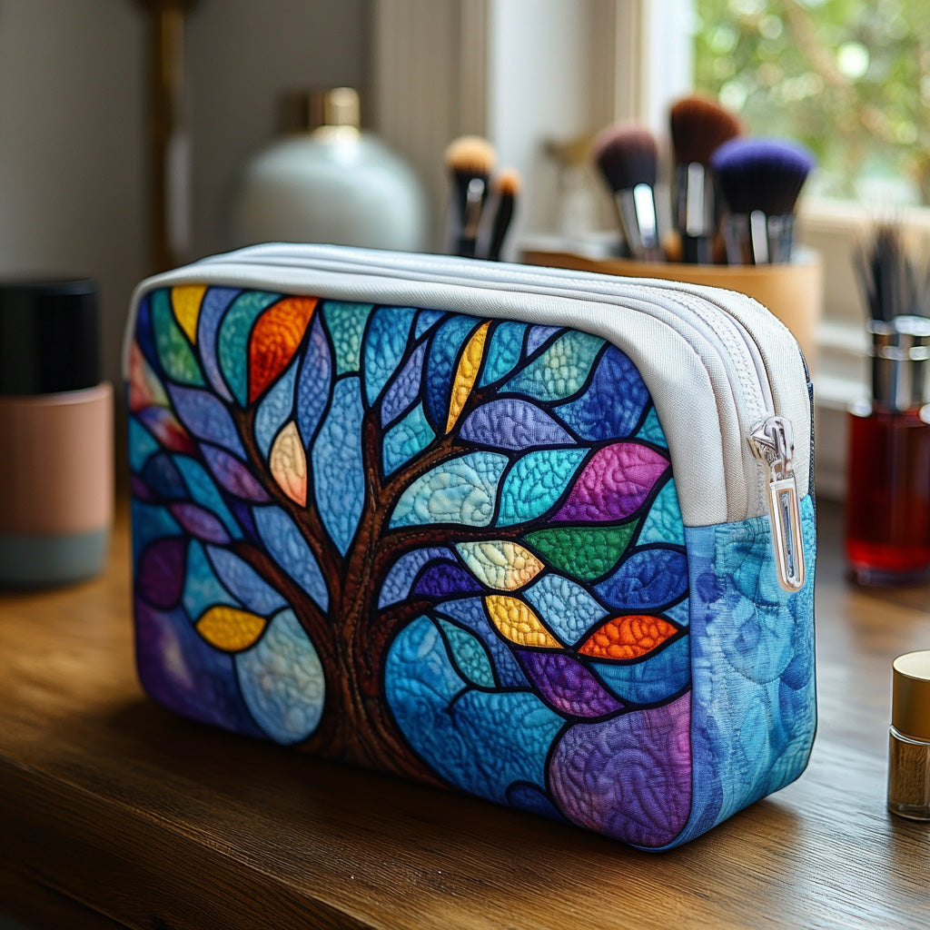 Quilted Makeup Bag with Tree of Life
