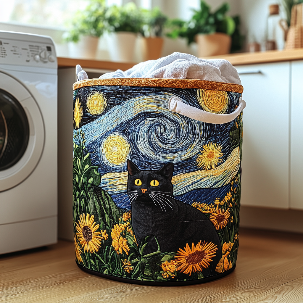 Quilted Laundry Basket in Cat Shape