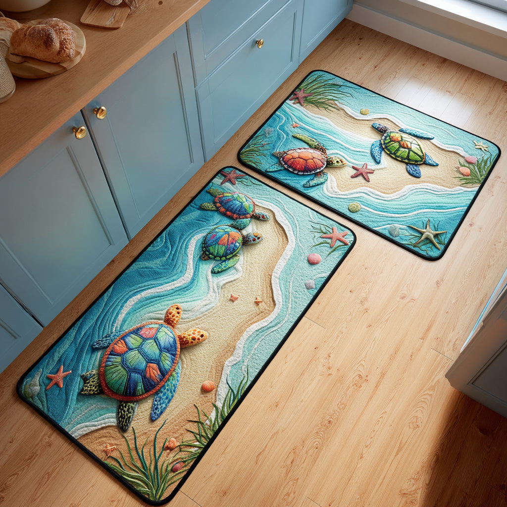 Non-Slip Kitchen Rug with Relaxed Coastal Atmosphere