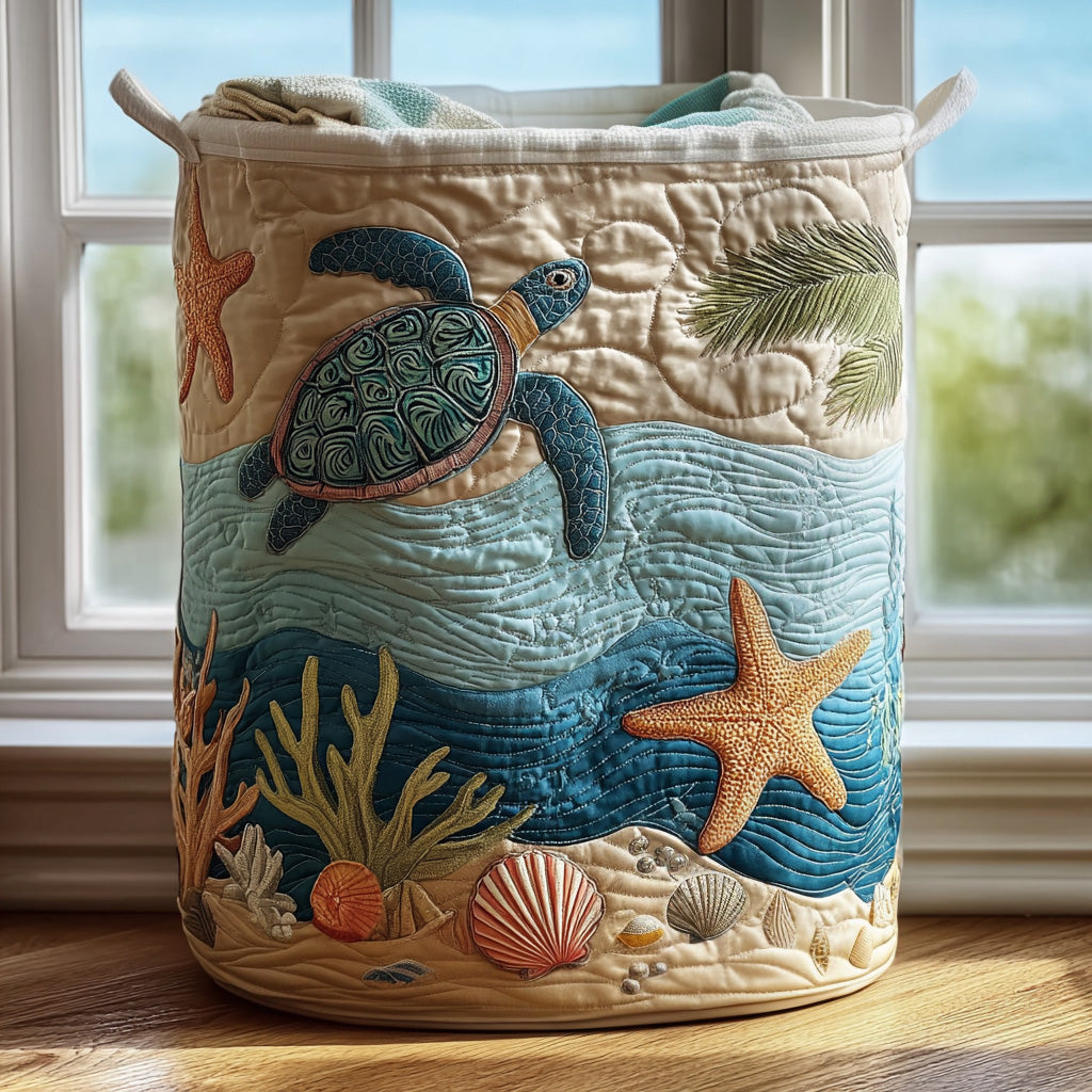 Quilted Laundry Basket with Maritime Design