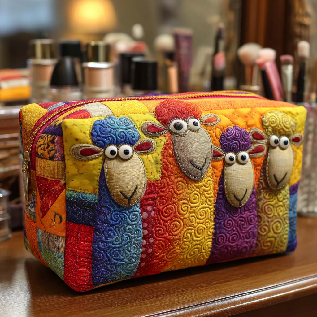 Quilted Makeup Bag with Sheep