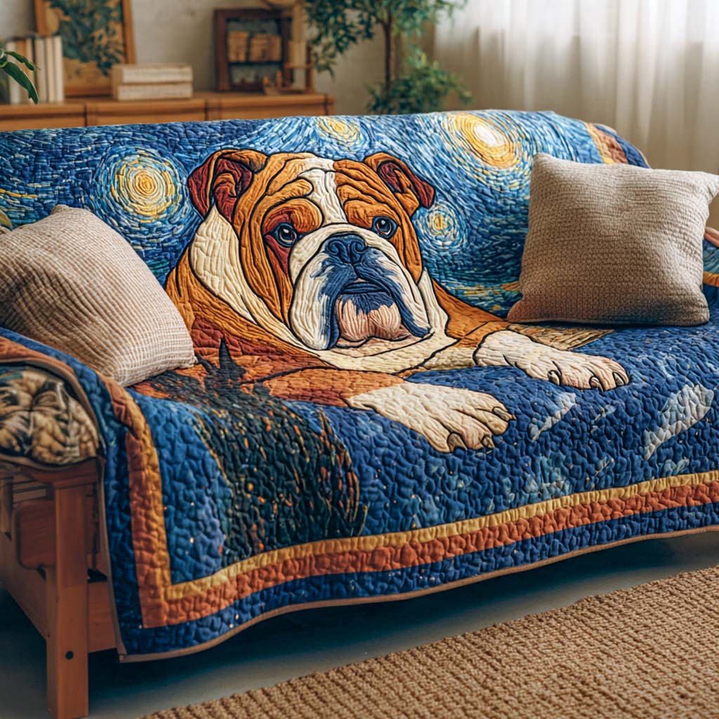 Quilted Sofa Cover – with Bulldog