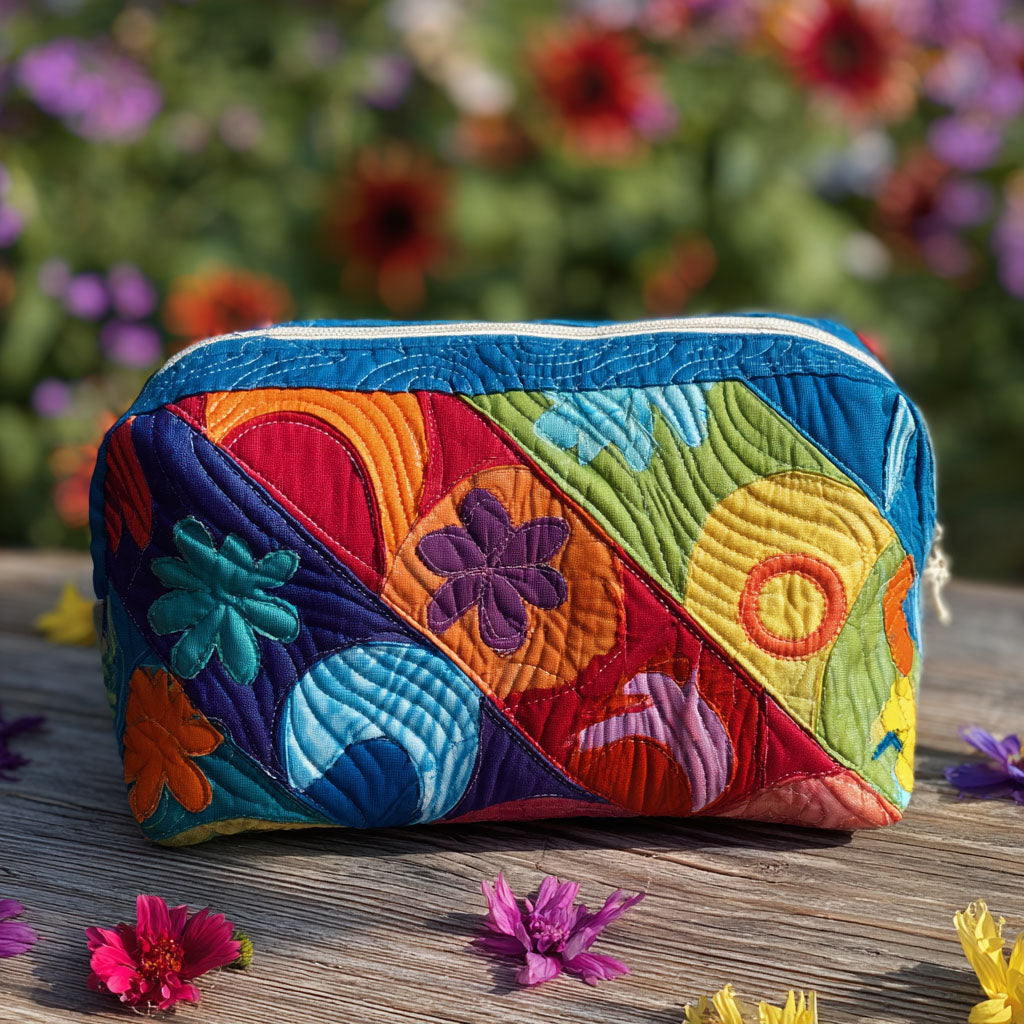 Quilted Makeup Bag with Cosmic Motif