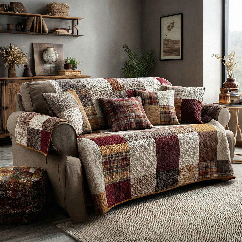 Quilted Sofa Cover in Country House Style