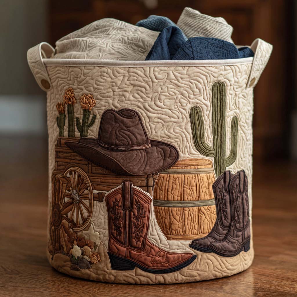 Quilted Laundry Basket with Highland Cow