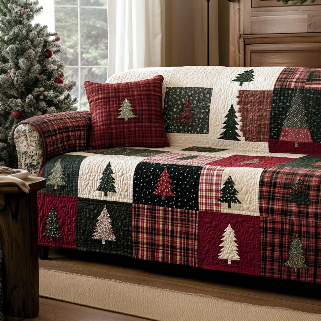 Quilted Sofa Cover with Christmas Design