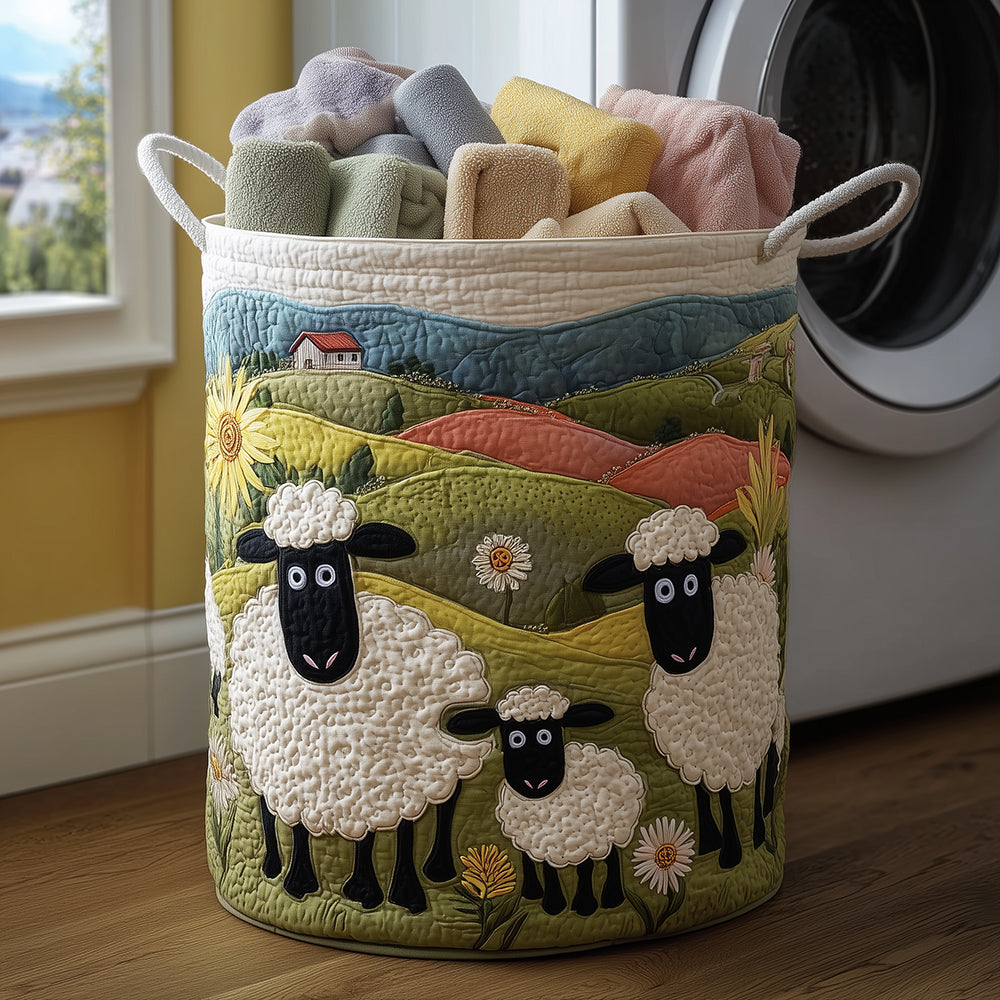Quilted Laundry Basket with Little Sheep