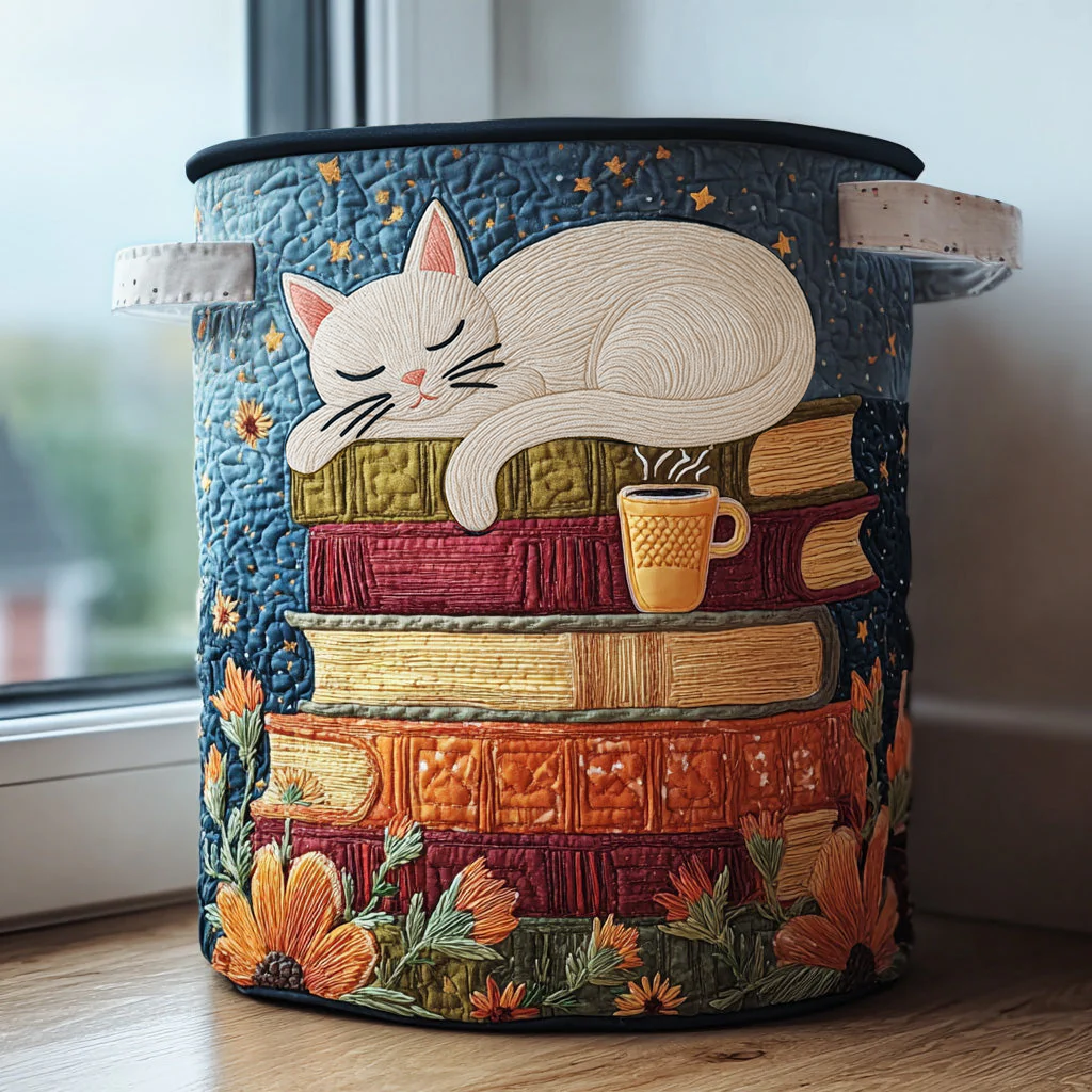 Quilted Laundry Basket in Cat Shape