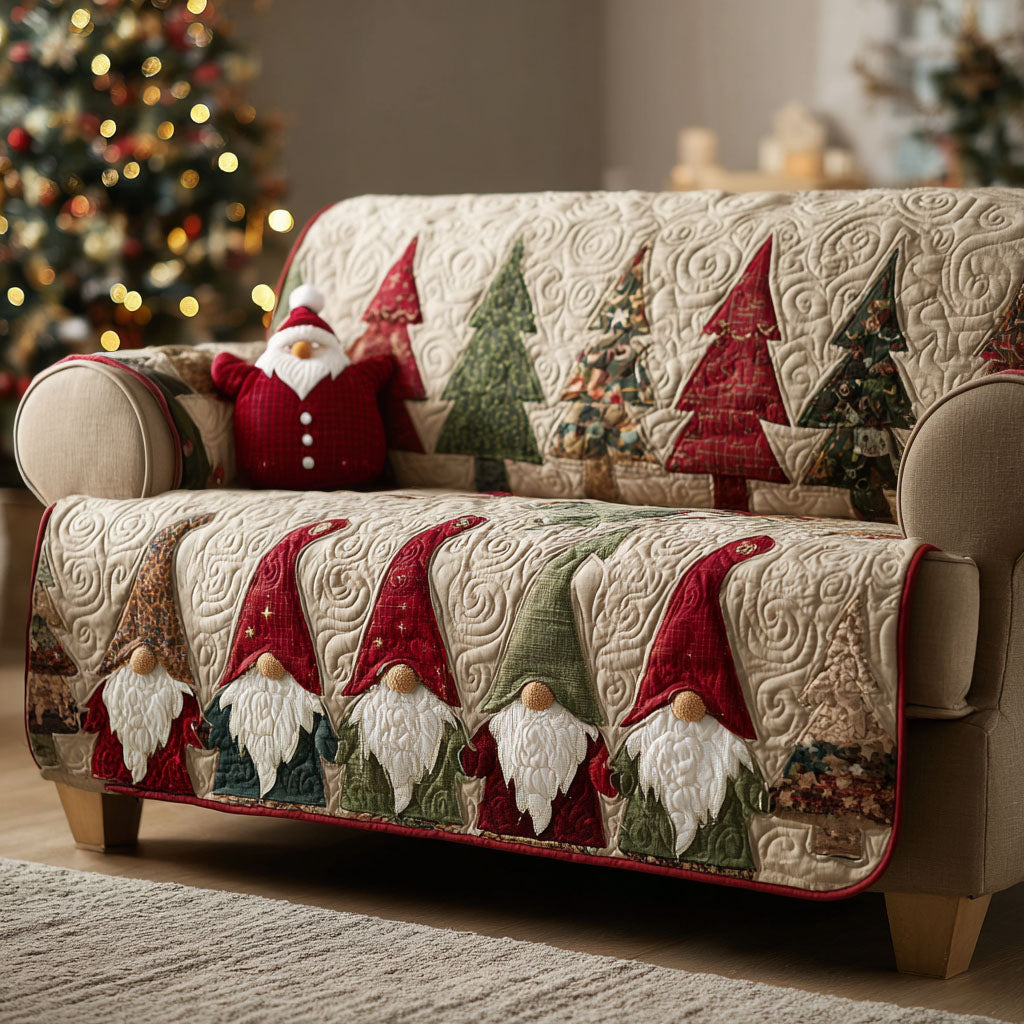Quilted Sofa Cover – Quilted Sofa Cover with Purple Gnome
