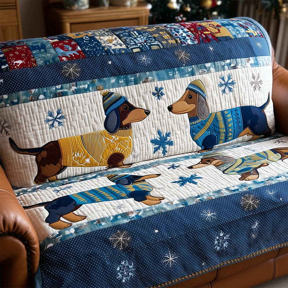 Quilted Sofa Cover – with Pair of Dachshunds