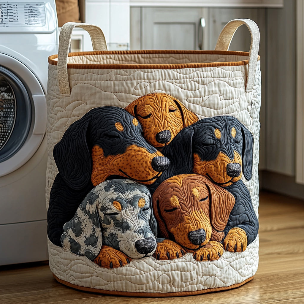 Quilted Laundry Basket with Dachshund