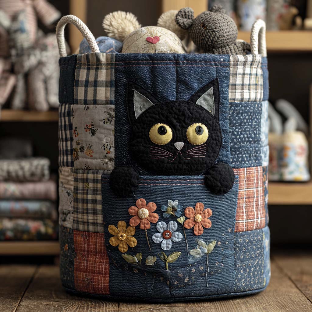 Quilted Laundry Basket made of Denim