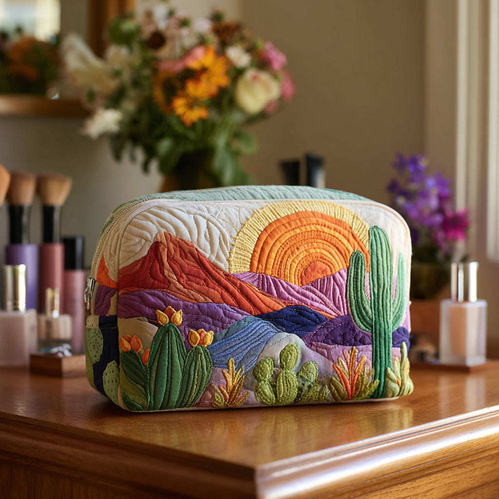 Quilted Makeup Bag with Desert Sunrise