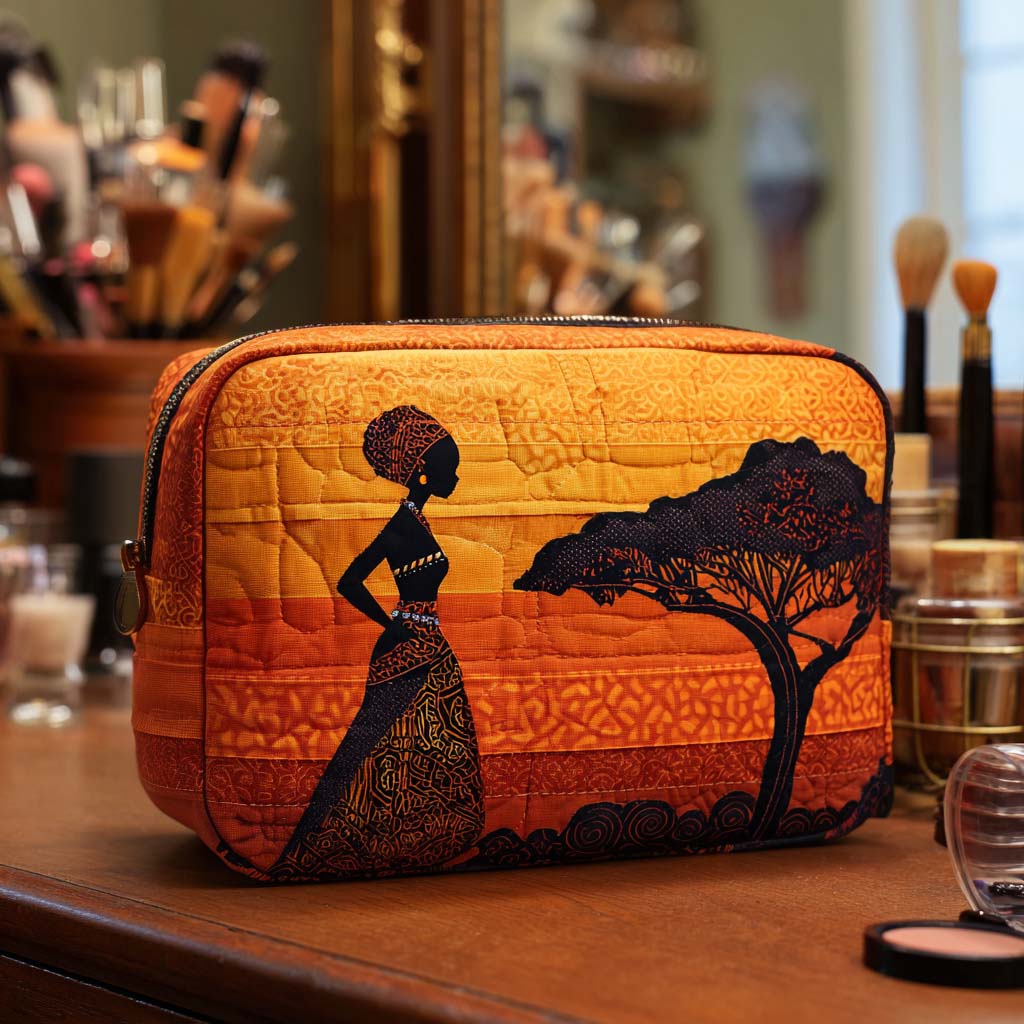 Quilted Makeup Bag with Desert Pattern