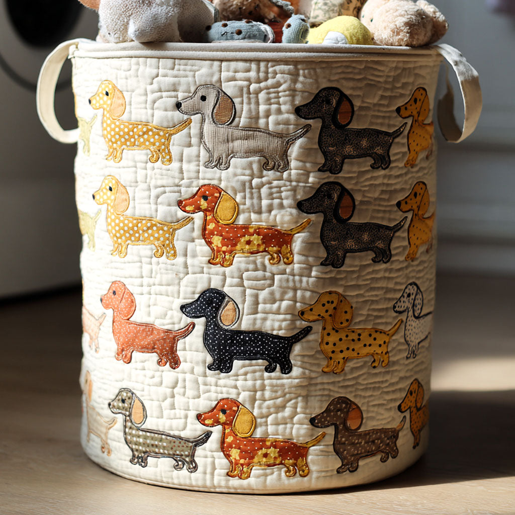 Quilted Laundry Basket with Dachshund