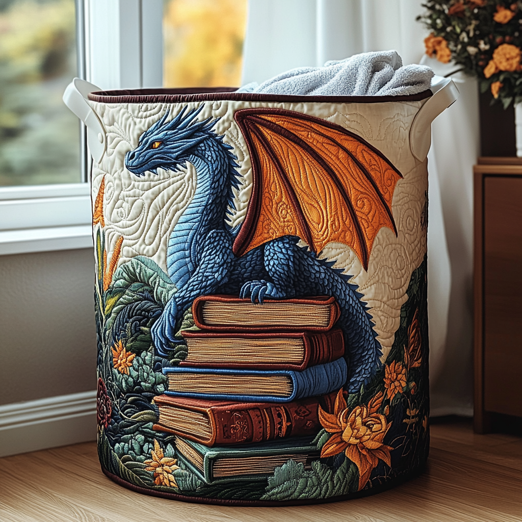 Quilted Laundry Basket with Dragon