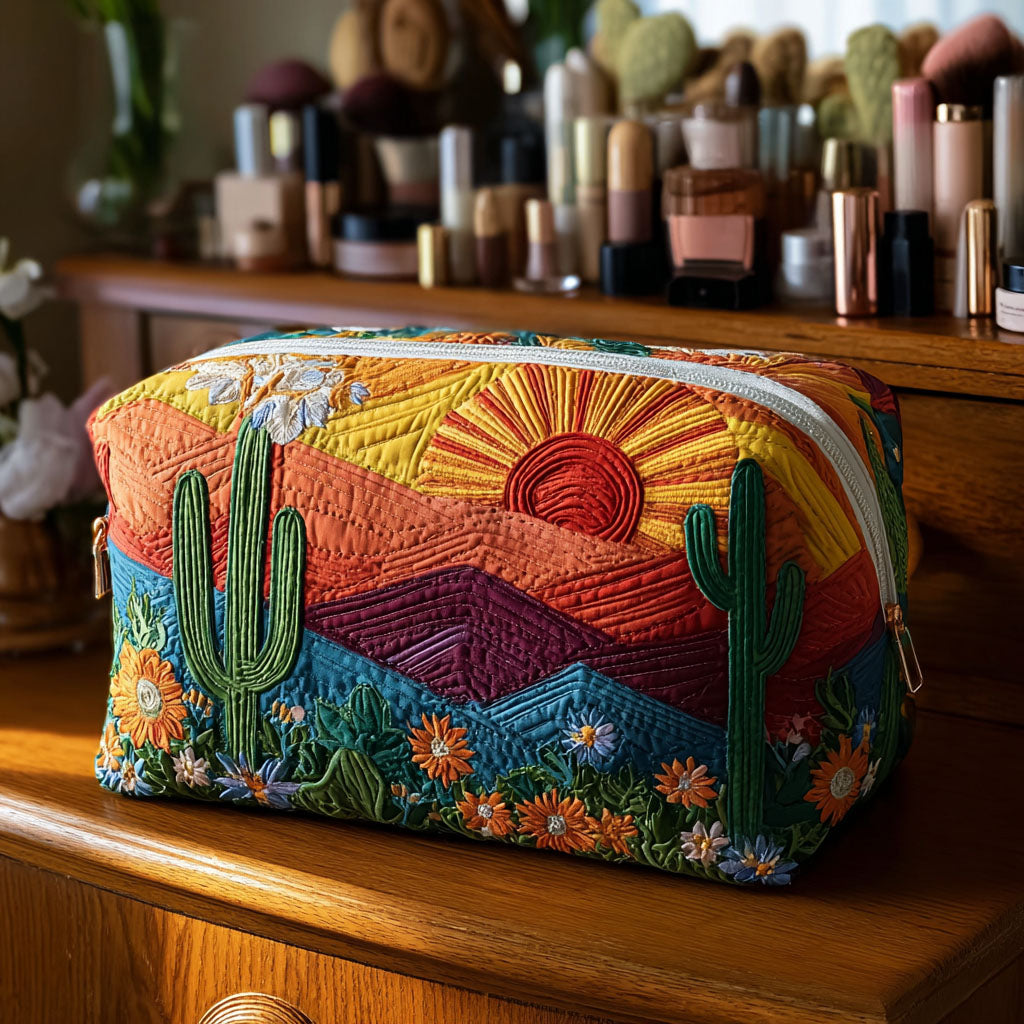 Quilted Makeup Bag with Desert Paths