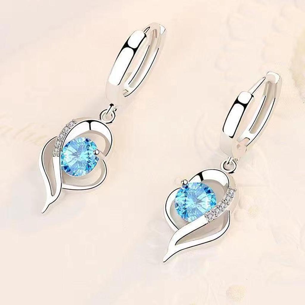 Drop Earrings “Eclipse” with Heart | White Gold