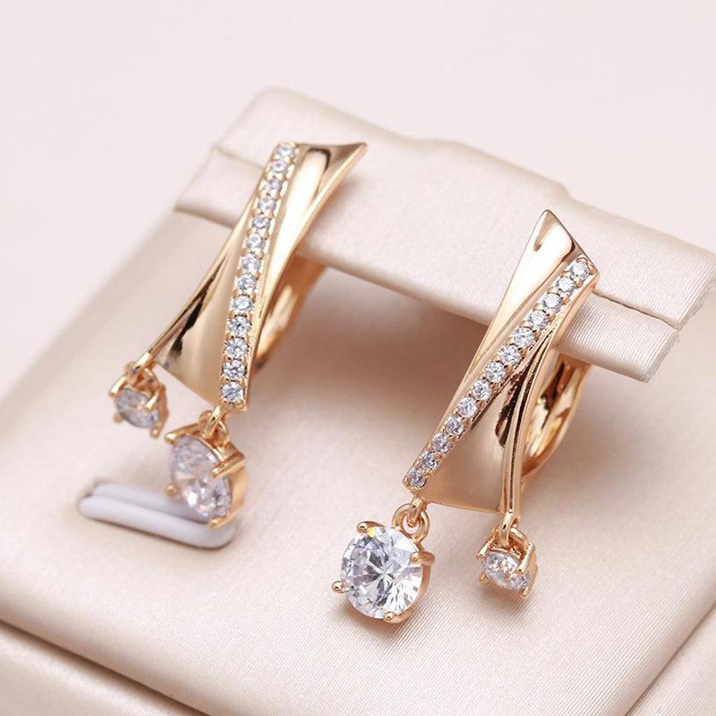 Unique Gold Earrings with Zirconia