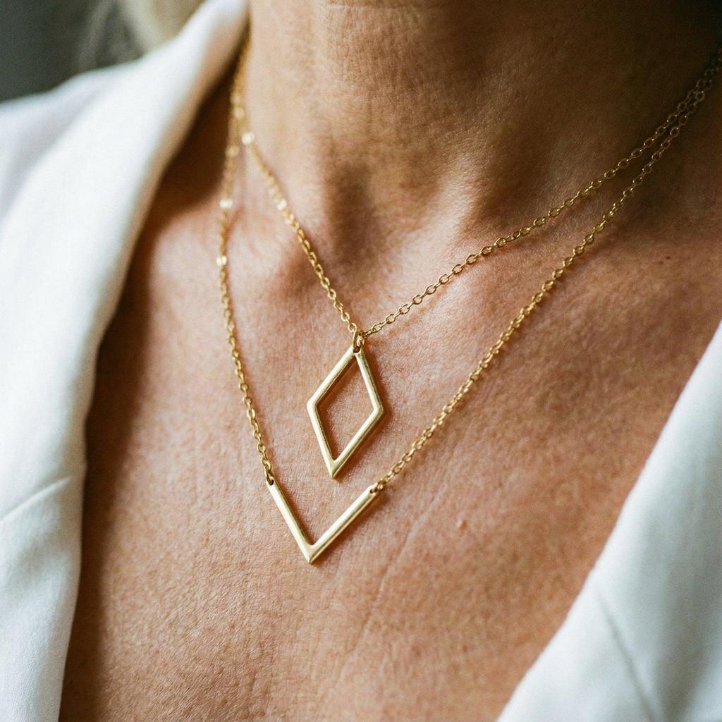 Elegant Necklace with V Shaped Pendant
