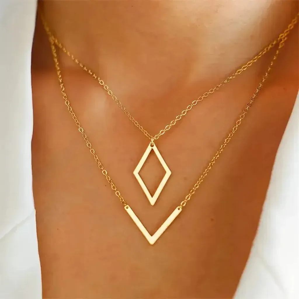 Elegant Necklace with V Shaped Pendant