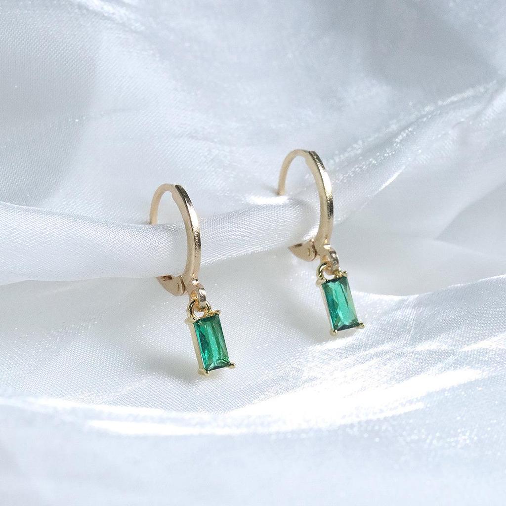 Louisa Earrings with Emerald Green Stone