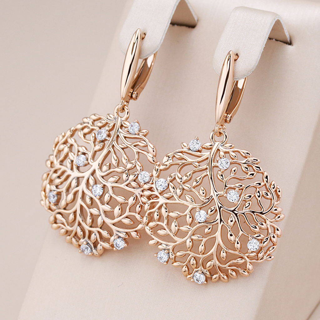 Elegant Earrings with Round Bars and Zirconia