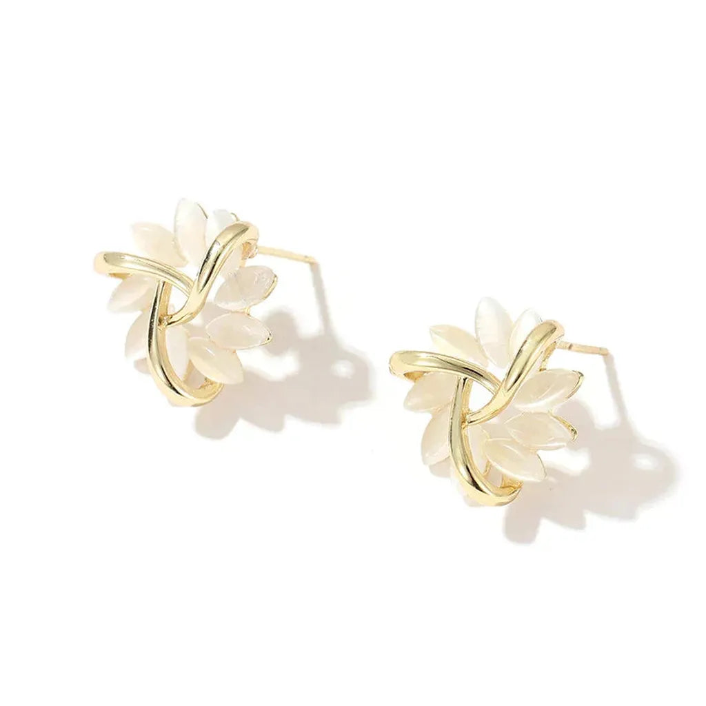 Earrings with Opal Blossoms in Gold