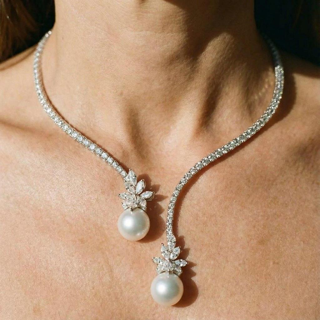 Radiant Pearl Necklace in White Gold