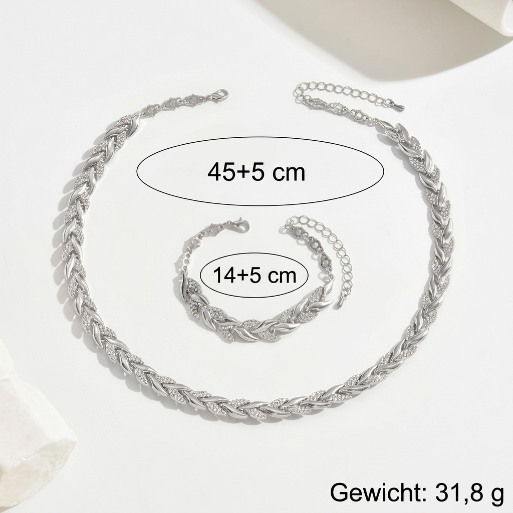 Elegant Braided Chain Set with Stones
