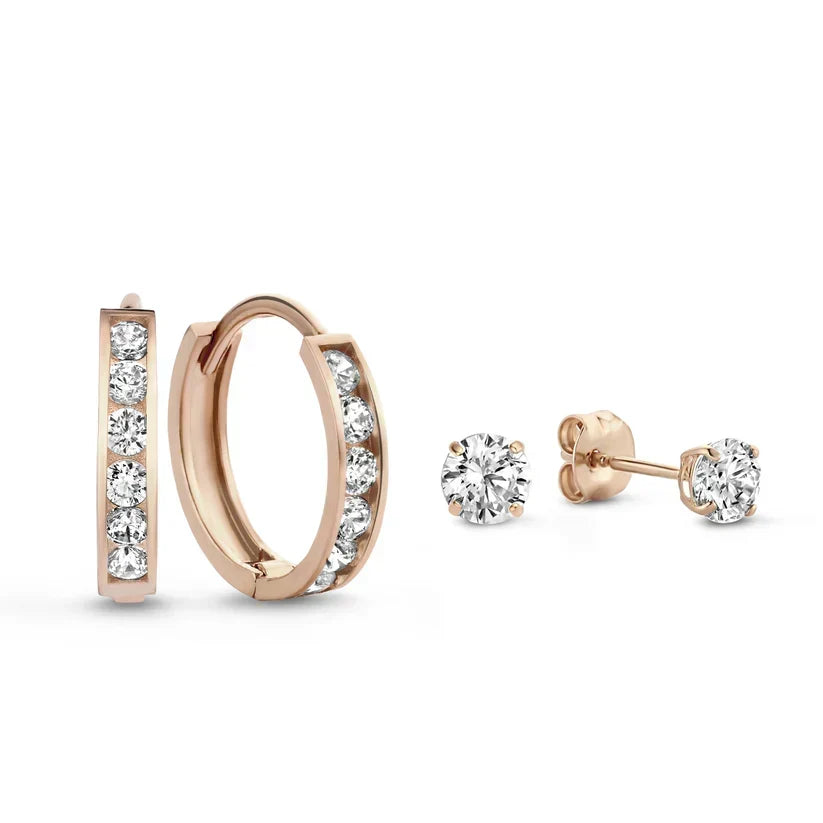 Earring Set “Dara” with Stones | Gold
