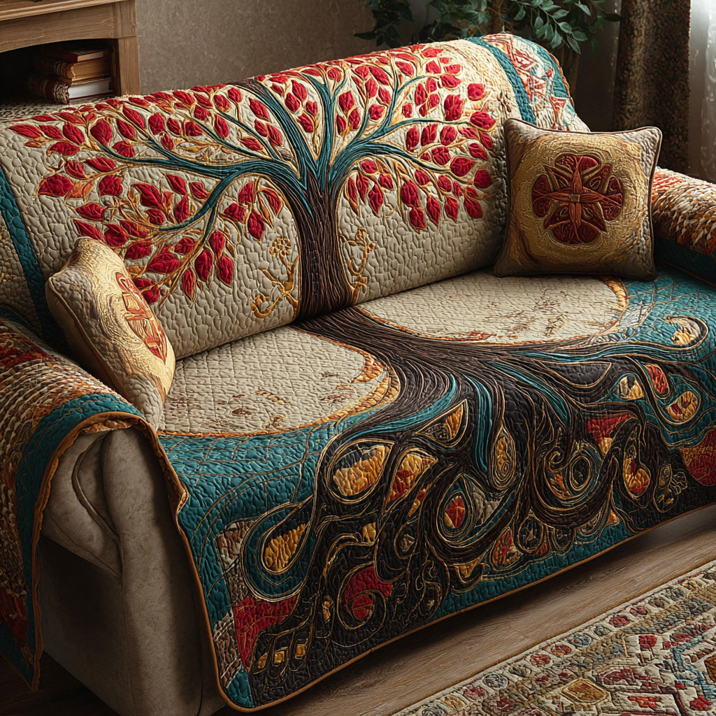 Quilted Sofa Cover – with Tree of Life