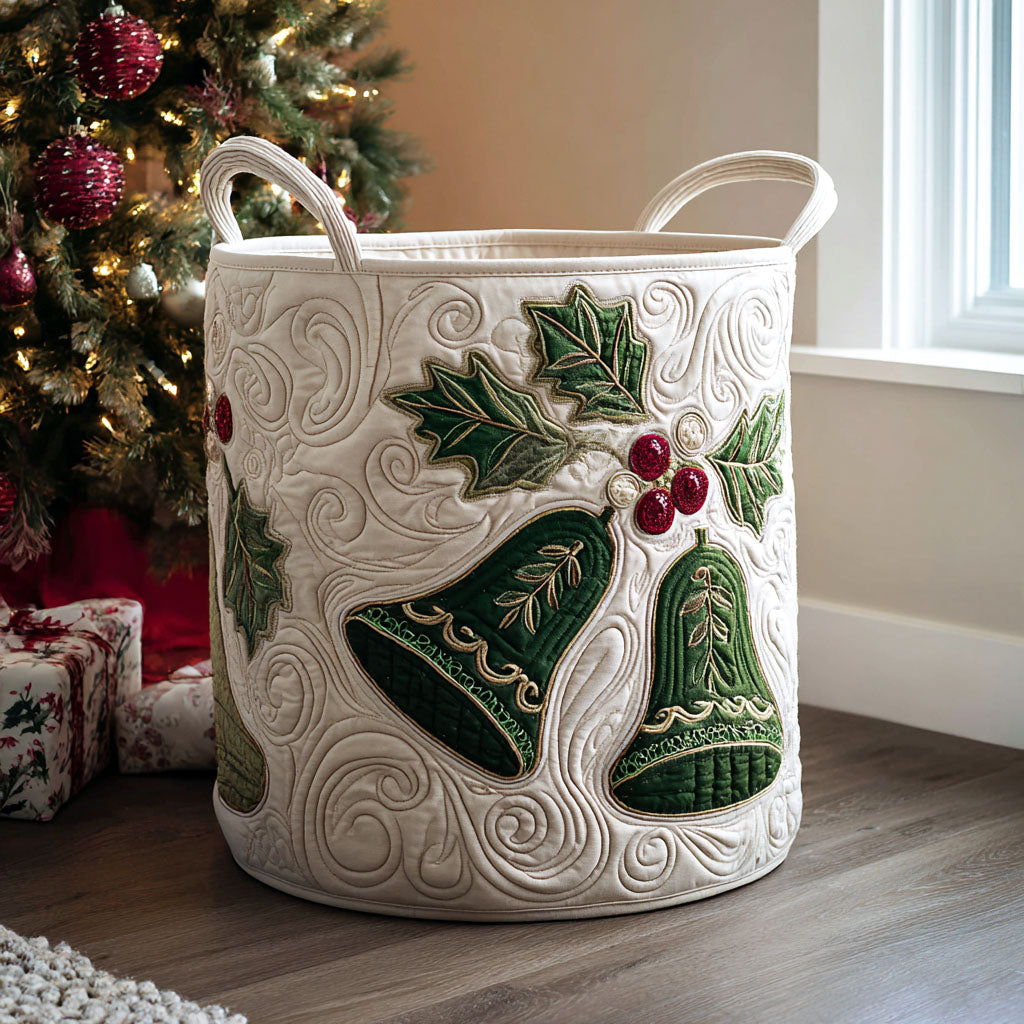 Quilted Laundry Basket with Christmas Pattern