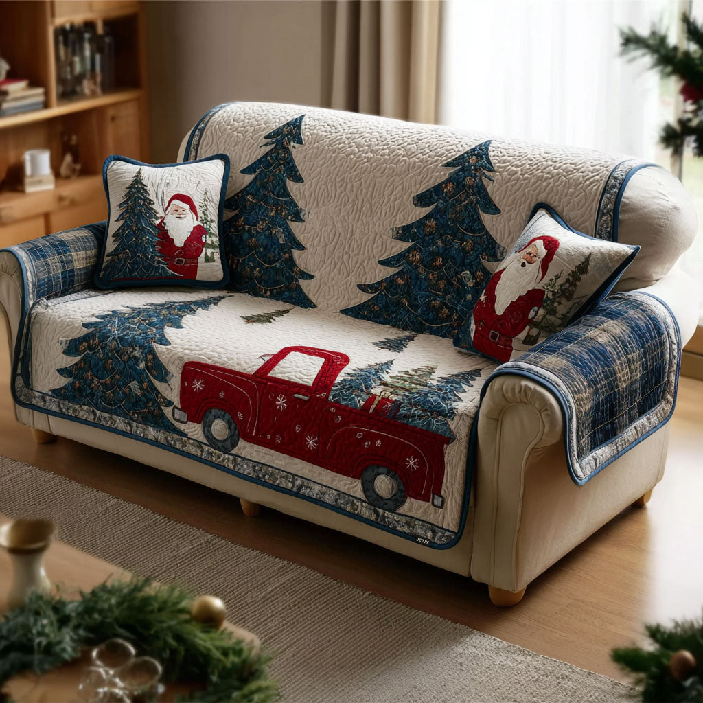 Quilted Sofa Cover with Christmas Pattern
