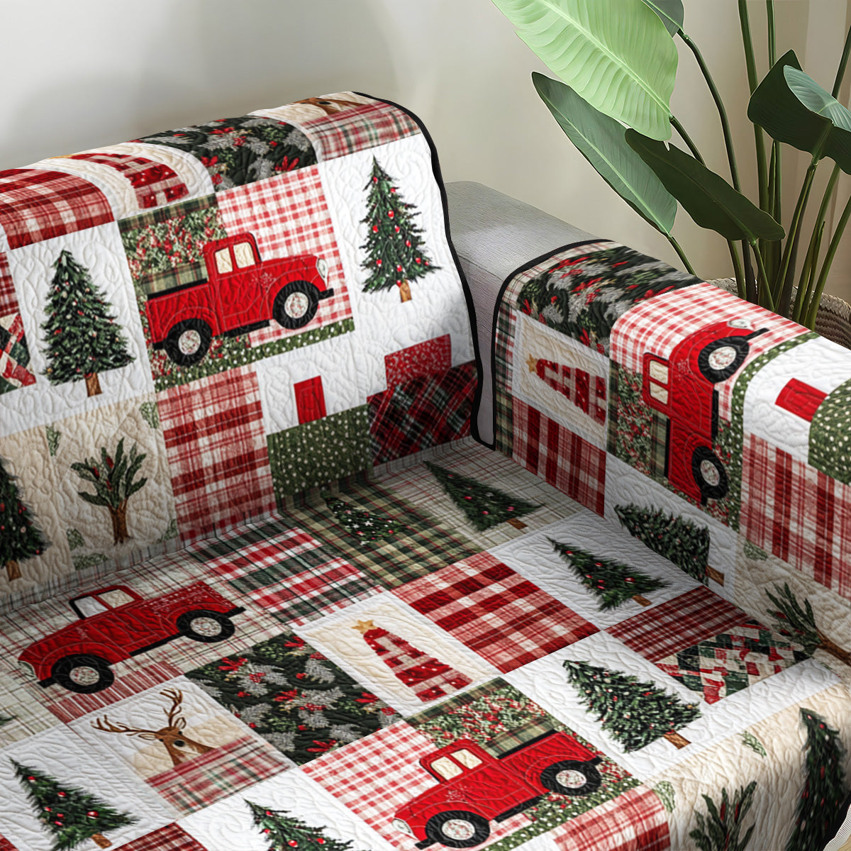 Quilted Sofa Cover with Christmas Design