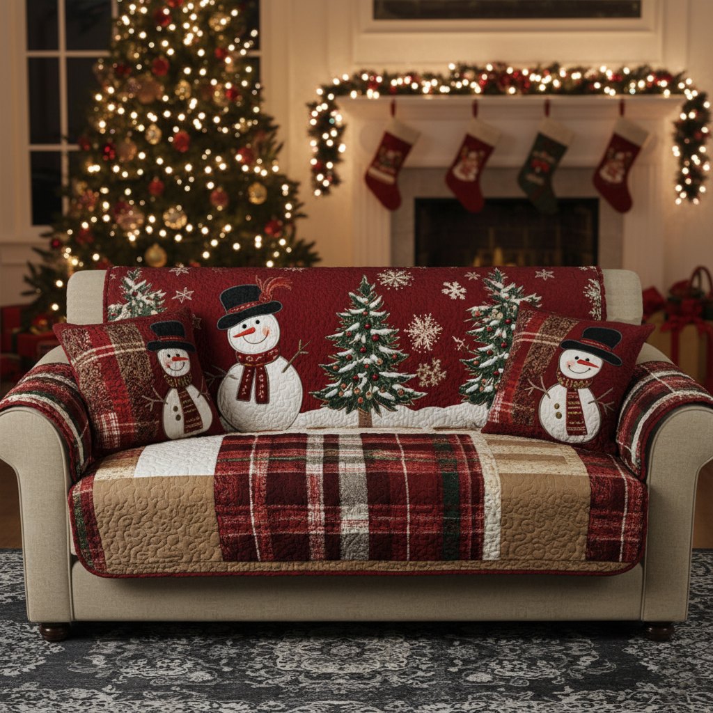 Quilted Sofa Cover – Padded Sofa Cover with Festive Night
