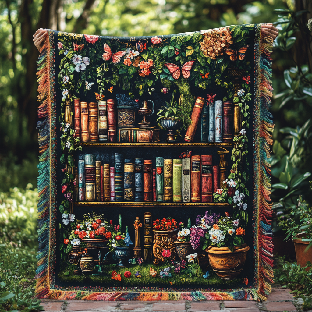 Woven Blanket – Flower Bookshelf