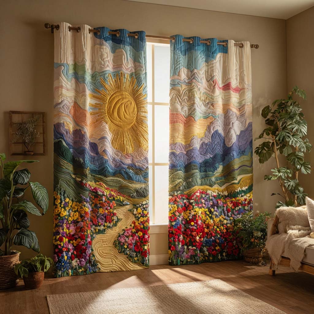 Quilted Curtains – Flower Path