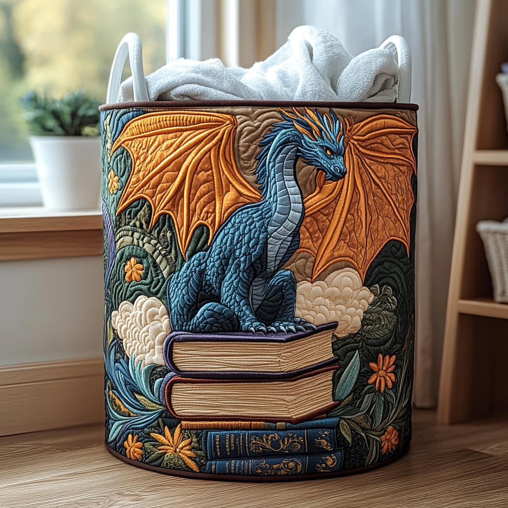 Quilted Laundry Basket with Dragon