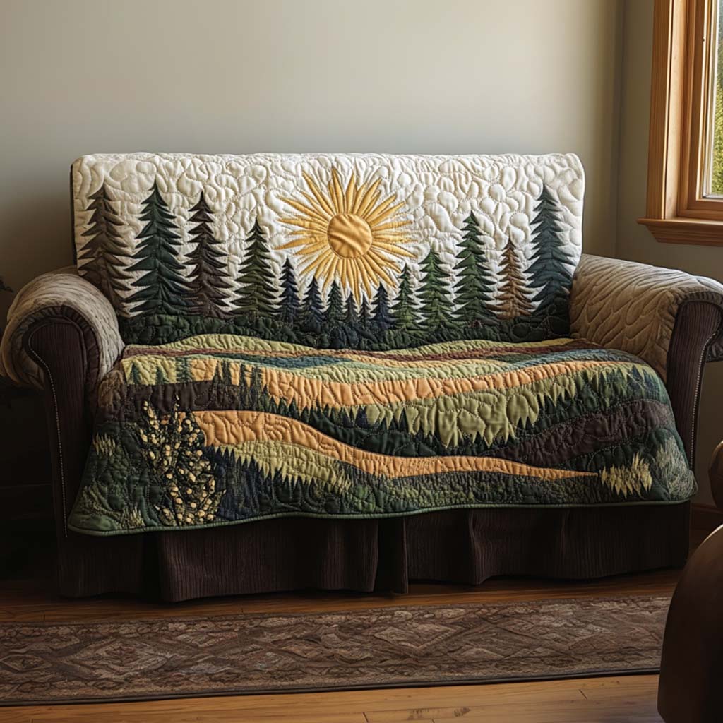 Quilted Sofa Cover with Sun Design