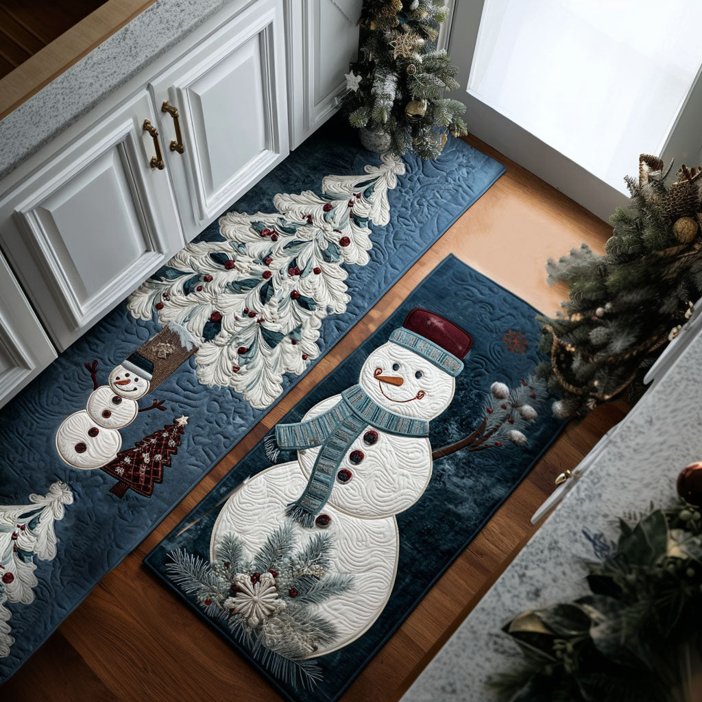 Non-Slip Kitchen Rug – Winter with Snowy Details