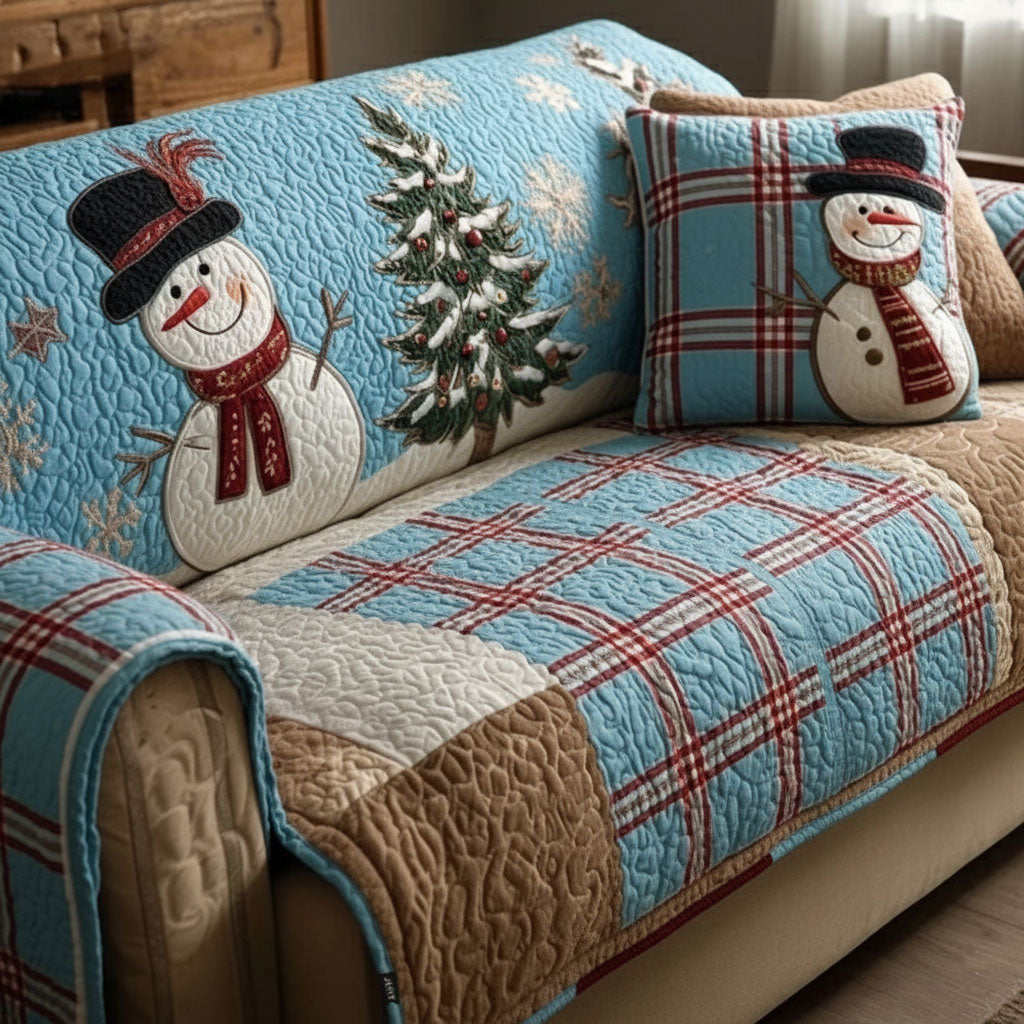 Quilted Sofa Cover with Christmas Design