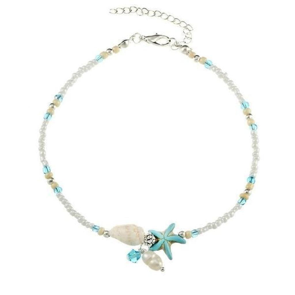 Anklet with Stars, Shell and Natural Stones
