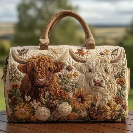 Quilted Travel Bag – Scottish Highland Cattle