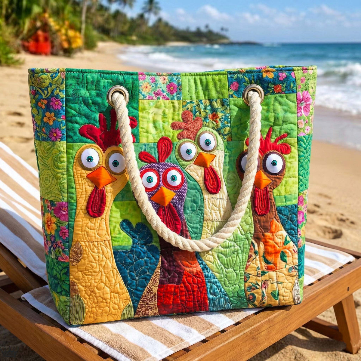 Handmade Beach Bag | Happy Chicken
