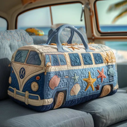 Quilted Travel Bag – Hippie Bus at the Beach