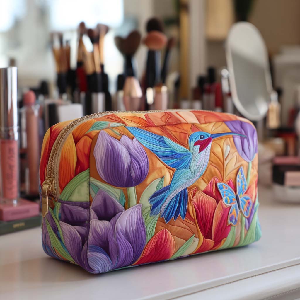 Quilted Makeup Bag with Glowing Garden
