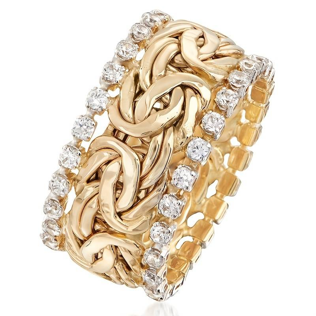 Braided Retro Gold Ring with Zirconia