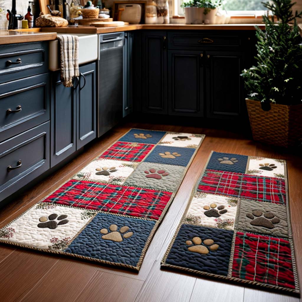 Non-Slip Kitchen Rug with Paw Prints