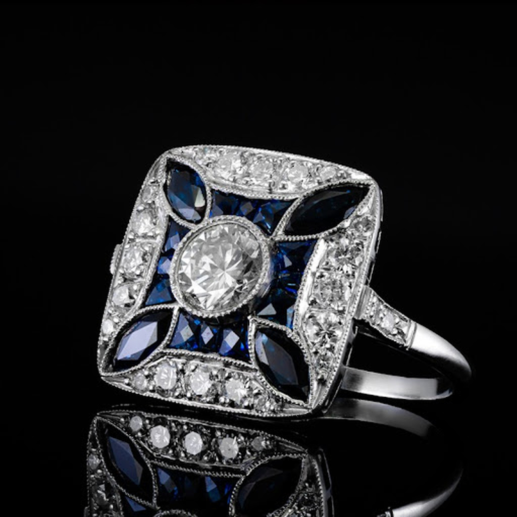 Shiny Ring with Dark Blue Zirconia